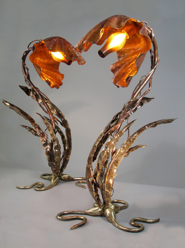 Rhonda Kap, www.rhondakap.com, Cornell, CA, U.S. “Sea Life Lamps” (76.2 x 45.7) (30 x 18 in) Copper, bronze