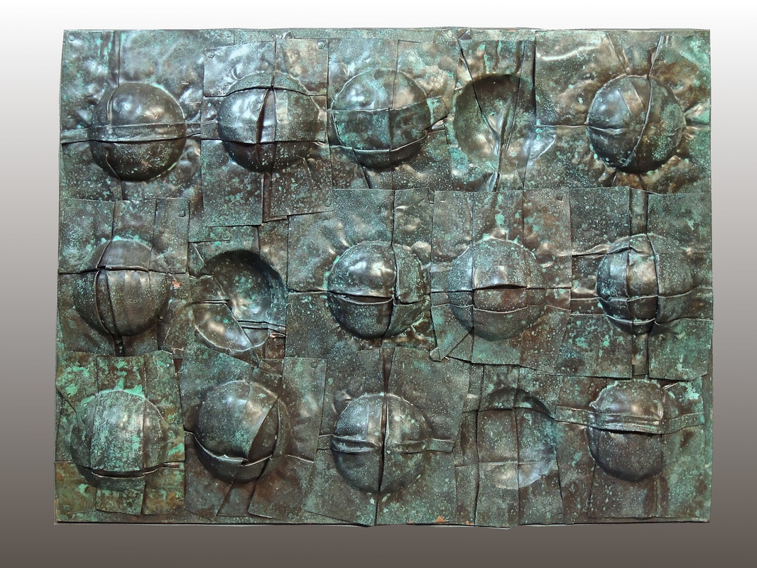 Roy Ysla, Bethesda, MD, U.S., “Wall Piece 2” (32 x 24 x 3 in) (81.2 x 61 x 7.6 cm) Copper, patina, wood -- www.foldforming.org