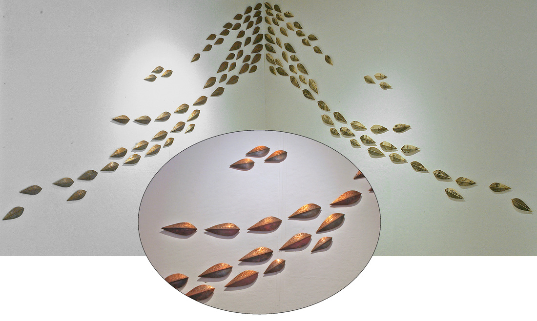 Anne Wolf, San Diego, CA, U.S., “Flight” (units 12.7 or 7.6 cm long) (5 x 3 in) Copper, brass -- www.foldforming.org