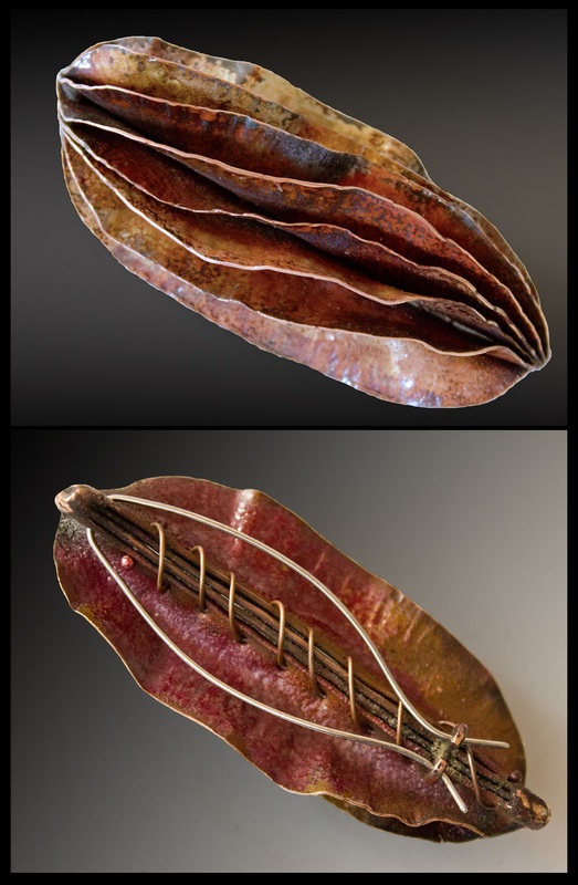 Evelyn Markasky, Santa Cruz, CA, U.S., “Dangerous Vagina” brooch (10.1 x 6.4 x 5 cm) (4 x 2.5 x 2 in) Copper, vitreous enamel -- www.foldforming.org
