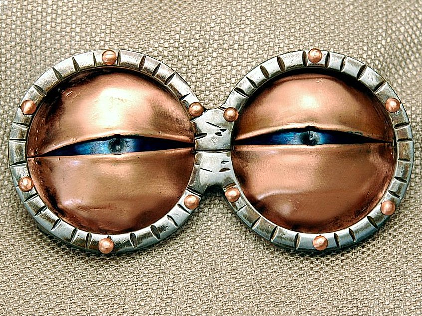 Copper and silver fold formed spectacles by Pat Downing, www.foldforming.org